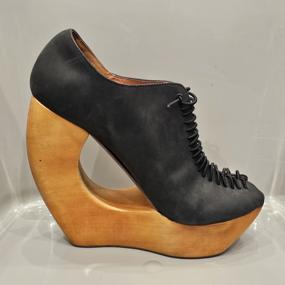 Jeffrey Campbell Leather Lace Up Platform Wedges - Picture 8 of 16